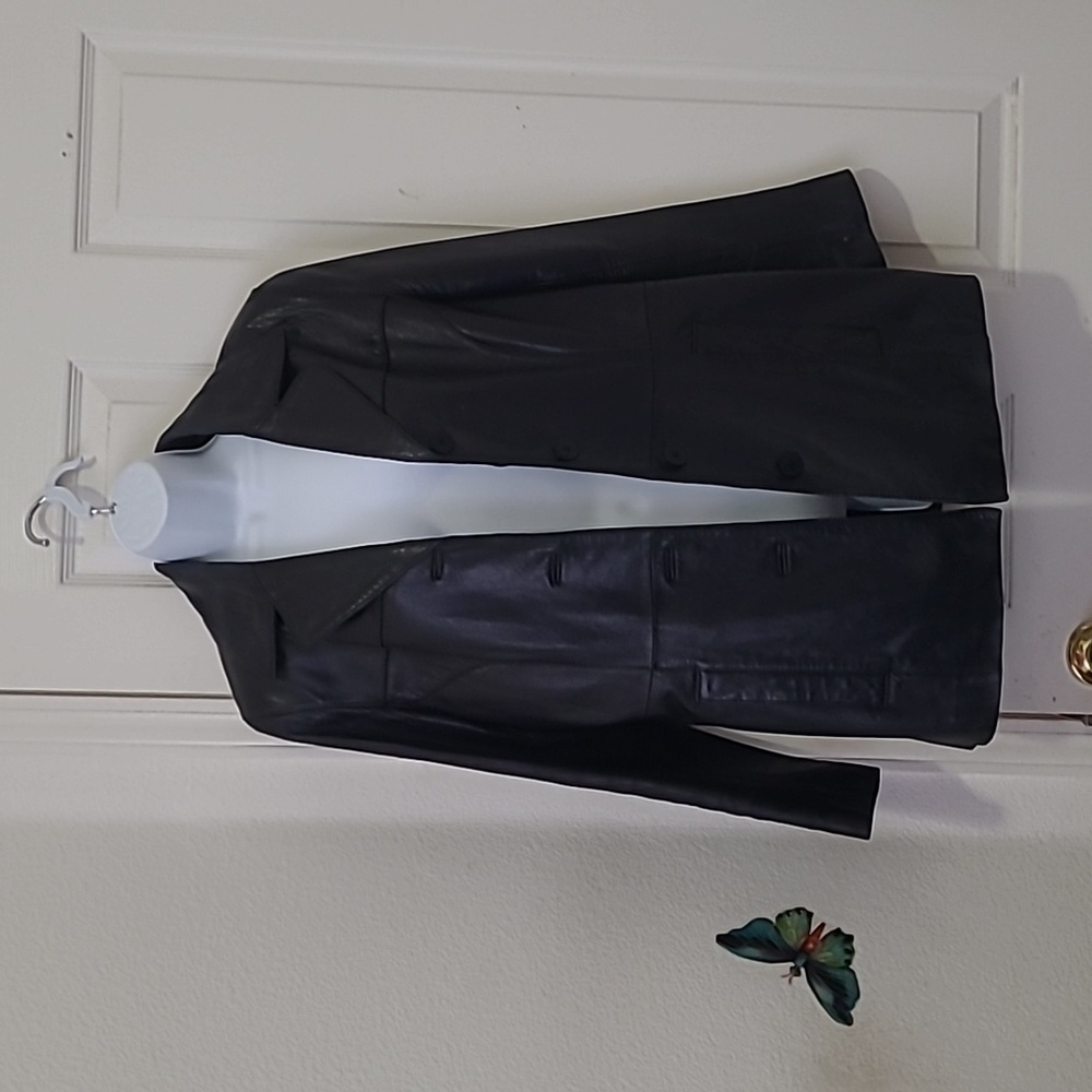 Sienna Studio womens vintage Lamb Leather blazer black MD